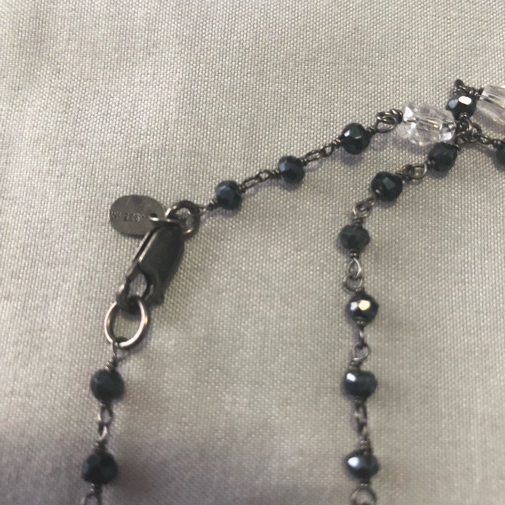 Black glass beads set in 925 sliver necklace